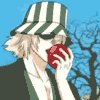 bleach-urahara-put-apple-to-lips